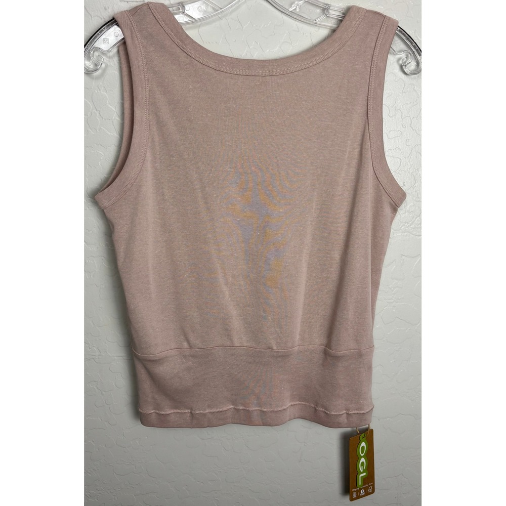 OGL Move Desert Sand Beige Boatneck Low Back Tank Cotton Silk Blend Sz M 2648